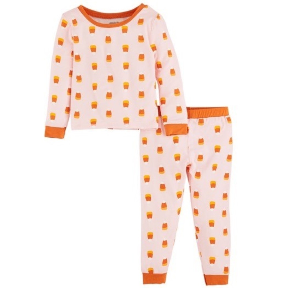 Mud Pie Kids Bamboo Halloween Pajama Set Candy Corn Long Sleeve Pants Size 5T